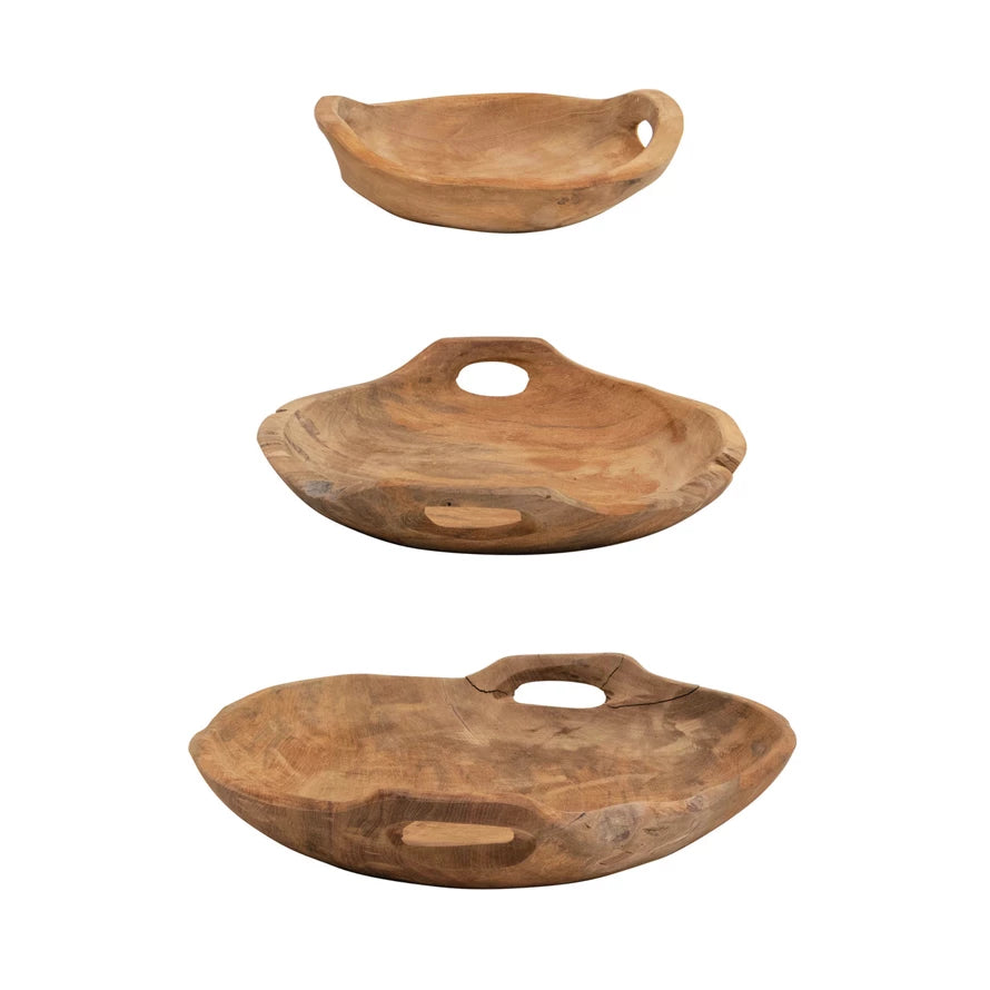 Teak Wood Bowls with Handles