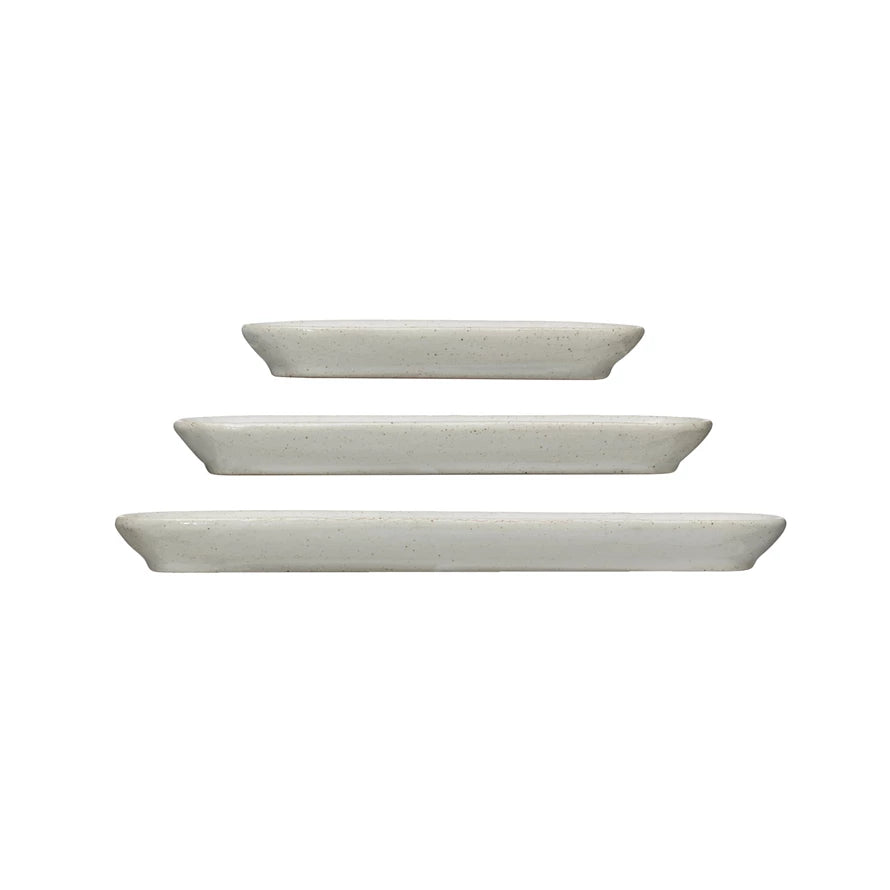 Stoneware Trays, white set of 3